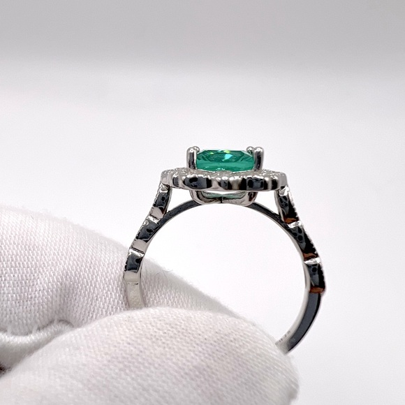 Sterling Silver Simulated Paraiba Tourmaline CZ Ring - Picture 11 of 17